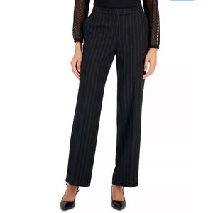 Kasper Pinstripe Print Extended Tab Fly Front Coordinating Pants